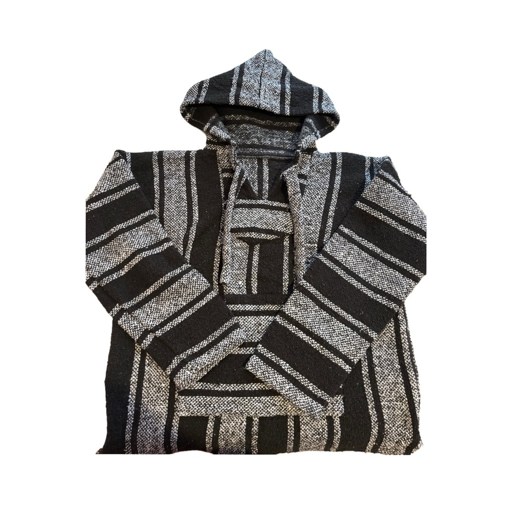 Stylish Black and Gray Striped Hoodie for Men